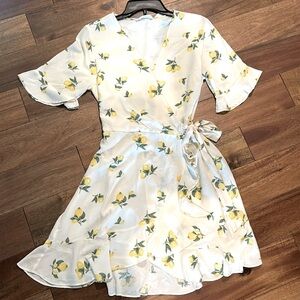 Elodie lemon wrap dress